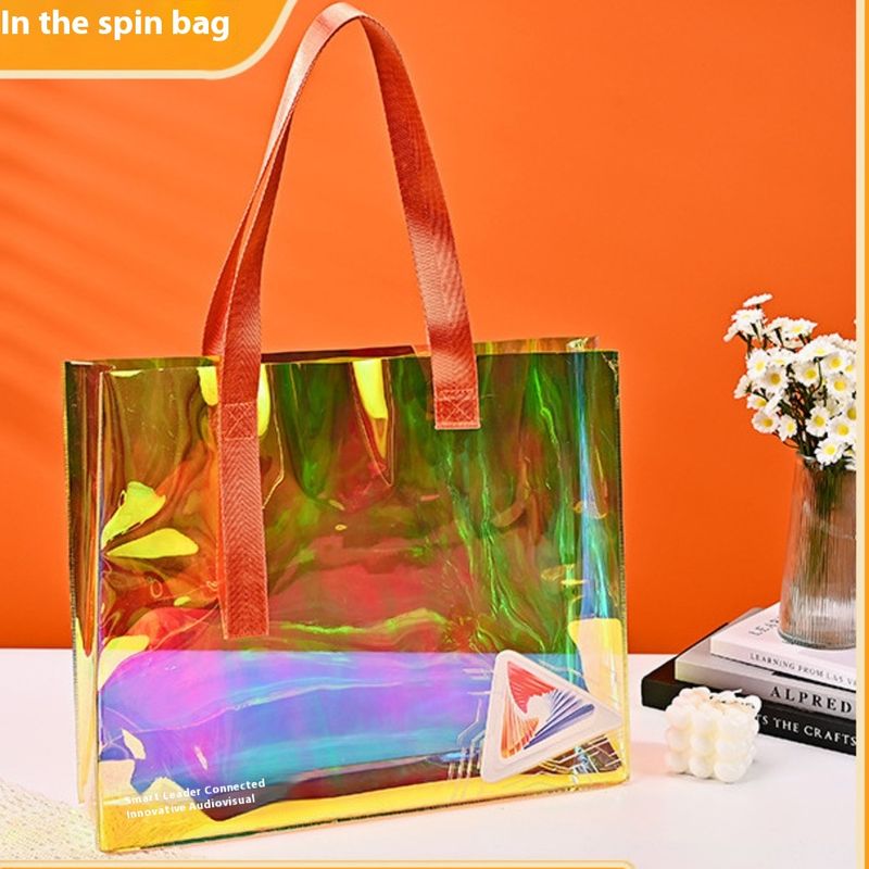 Gerade farbige PVC-Lasertasche für Damenbekleidungsgeschäfte, modische High-End-Einkaufshandtasche_voghion.com