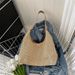 Trendy Korean INS Woven Tote Straw Large Capacity Underarm Shoulder Beach Bag For Women_voghion.com