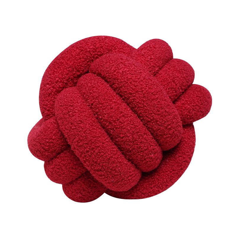 Cuscino a forma di palla annodata e intrecciata a mano - Lussuoso cuscino decorativo in lana di agnello per divano e letto_voghion.com
