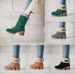 Autumn and winter mid-tube chunky heel suede snow boots_voghion.com