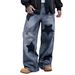 Retro-Jeans mit weitem Bein für Herren – Hip-Hop-Streetwear-Jeanshose mit Patchwork-Design (Unisex-Oversize-Vintage-Hose)_voghion.com