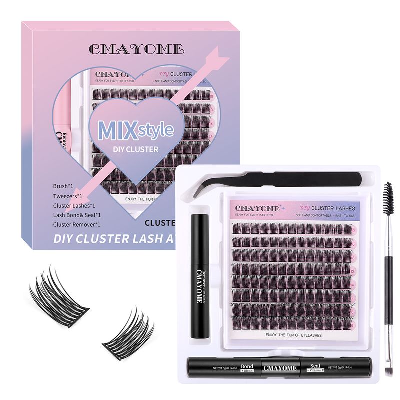 Cross border new product 10 16mm C curved false eyelashes travel portable set natural thick segmented eyelashes_voghion.com