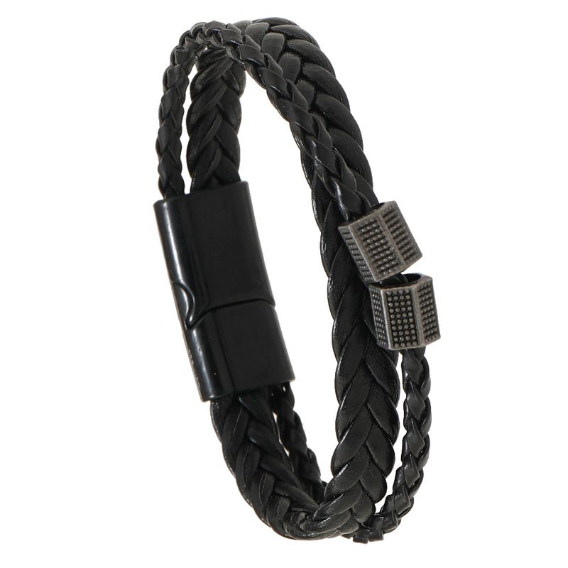 Magnetic Buckle High-end Leather Woven Bracelet, Unique Design For Men, Hip-hop Style, Couple Bracelet_voghion.com