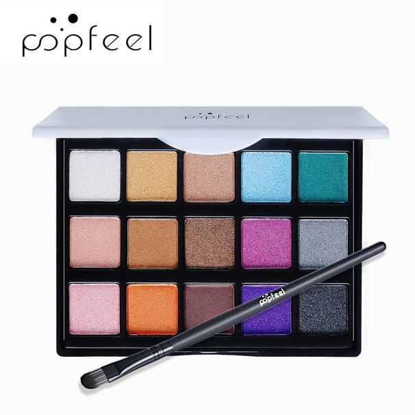 Set di trucco, cosmetici, ombretti da 15 colori, trucco perlato opaco color terra, trucco fumoso con una combinazione di pennelli per ombretto_voghion.com