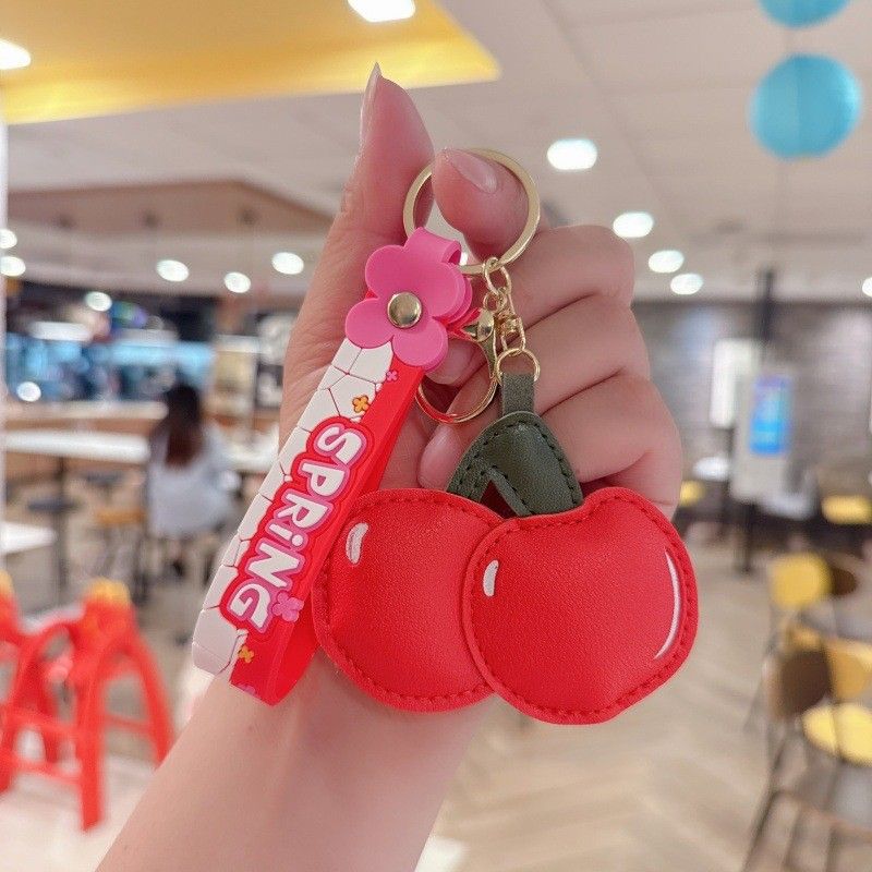 Neuer kreativer Fruchtleder-Schlüsselanhänger für Internet-Prominente, süßes Paar, Tasche, Autoschlüssel, exquisite Mode, kleiner Anhänger_voghion.com
