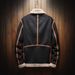 Men’s Faux Leather Bomber Jacket – Shearling-Lined Slim Fit Coat (M-5XL, Black, Windproof)_voghion.com
