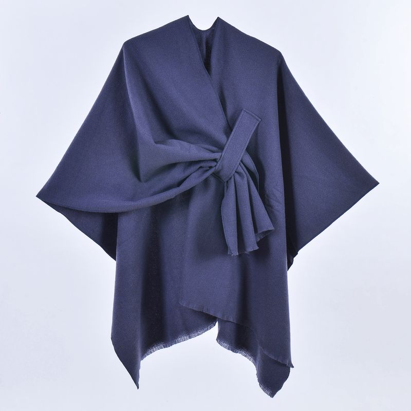 K New Women's Warm Cloak Simple Double-sided Solid Color Split Outerwear Shawl_voghion.com