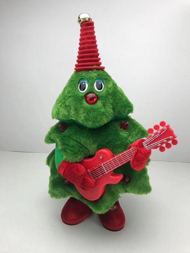 Christmas Interactive Dancing Plush Toy With Lights Music & Voice Recording – Santa Snowman Reindeer & Tree Designs (40cm)_voghion.com