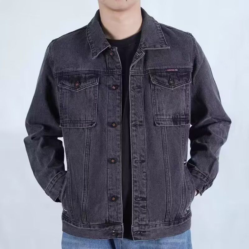 Neue verschleißfeste Jeansjacke für Herren im Frühjahr und Herbst, Multi-Pocket-Übergrößen-Arbeitsjacke für Herren, Jeansjacke_voghion.com