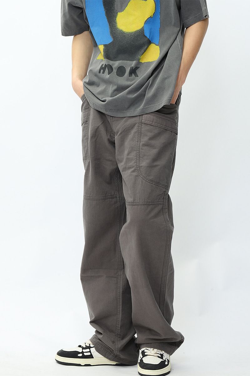 Pantalon de travail de coupe de bois multi-poches américain cargo pour hommes, coupe droite, ample, décontracté, coupe propre_voghion.com