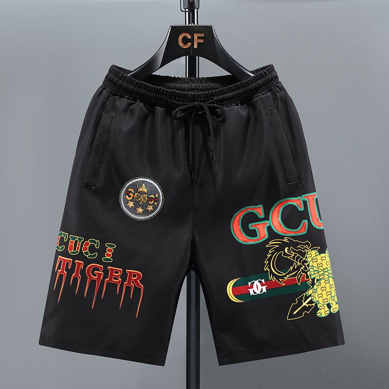 Summer New Men's Casual Shorts Couple's Speed Pants Color Contrast Fashion Letter Five Part Beachwear_voghion.com