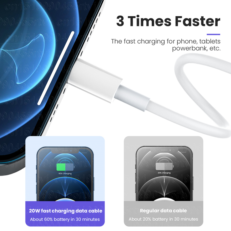 PD 20W USB C cable for iPhone Type C to 8 battery phone charger Kable TPE Quick 2.4A fast charging cable for i_voghion.com