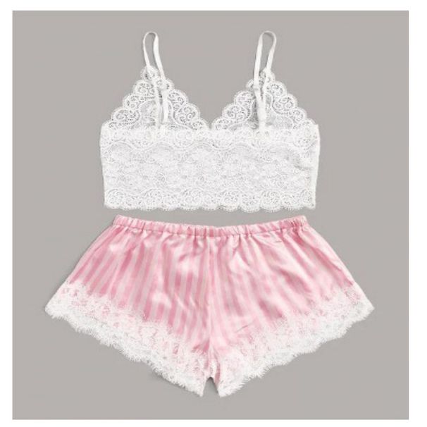 New Imitation Silk Black Home Clothes Two Piece Suit Fashionable And Comfortable Lace Pajamas Set_voghion.com