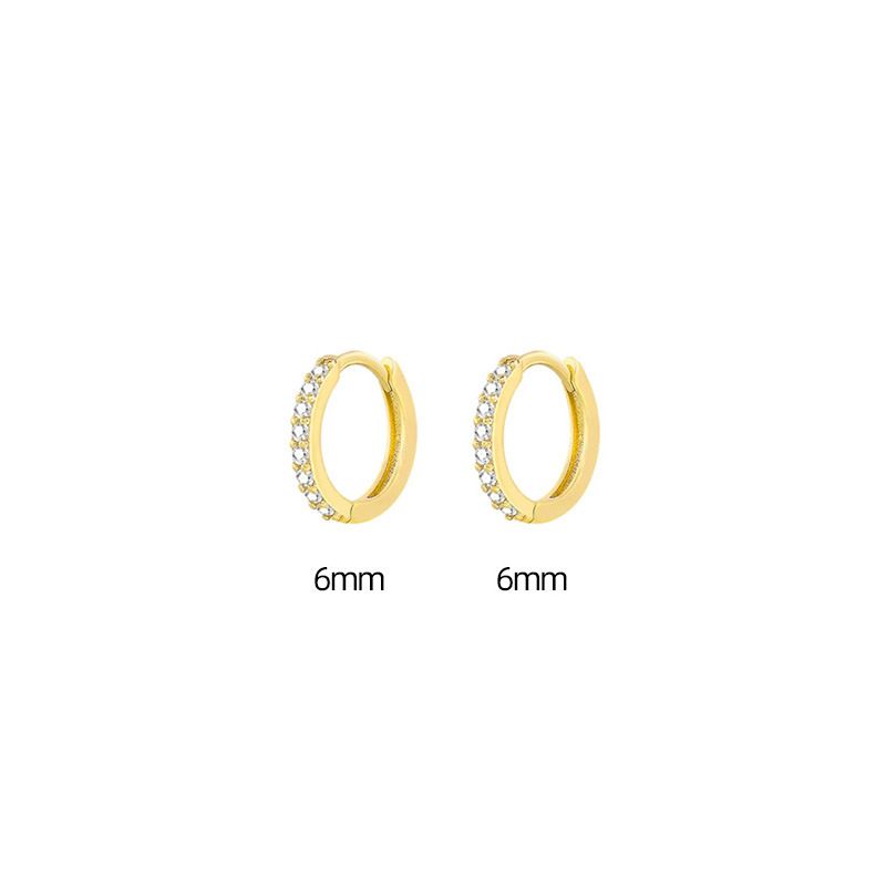 Ear Clasps Korean Version Simple Row Diamond Zircon Earrings Women's Small Fresh Round Small Ear Bone Nails_voghion.com