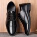 Men's Classic Business Casual Leather Shoes - Soft PU Square Toe Lace-Up Dress Shoes For Office & Daily Wear_voghion.com
