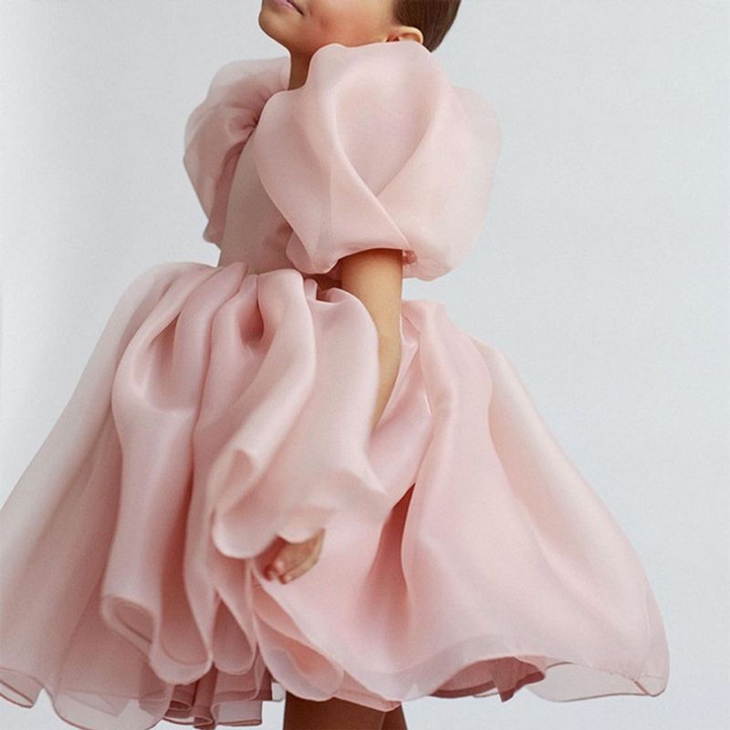 Børnetøj Børnekjole Prinsessekjole Små børn Pink Baby Et-årig Kjole Blomsterpige Bryllup Lille Pigekjole_voghion.com