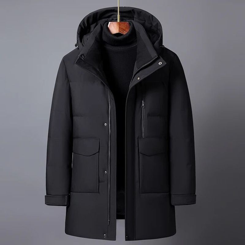 Winter-Federmäntel für Oberbekleidung hochwertige Übergrößen Herren lange Daunenjacke mittleren Alters dicke warme_voghion.com