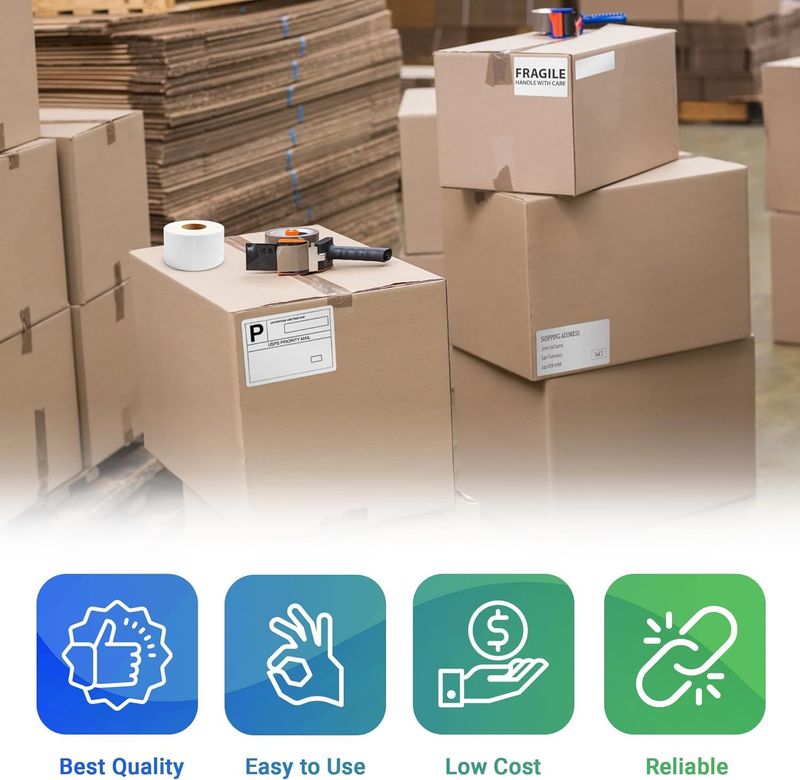 11360 Pack of Thermal Transfer Labels 4" x 3" Nonperforated 12" OD. Thermal Shipping Label with 3" core. Self-Adhesive Rolls. Mailing Postage. Printin_voghion.com