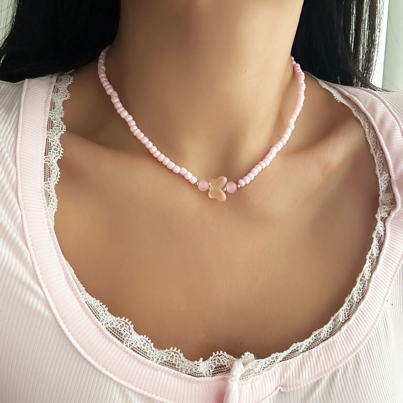 Chain Necklace Pendant Necklace Fashion Resin Beaded Handmade Necklace Sweater Versatile Butterfly Collarbone Chain Pendant_voghion.com