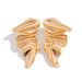 Exaggerated Layered Folding Stud Earrings, Simple Smooth Pleated Alloy Stud Earrings_voghion.com