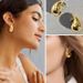 Stainless steel hollow teardrop earrings high end real gold plated simple style teardrop earrings_voghion.com