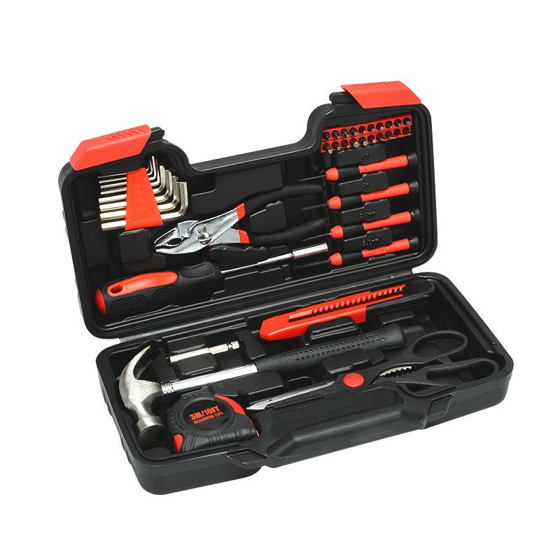 39-Piece Carbon Steel Tool Set With Plastic Toolbox - Durable Household & DIY Repair Kit For Home, Garage, Workshop​_voghion.com