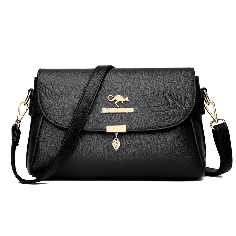 Women's one-shoulder diagonal lady's bag multi-layer fashion embossed leaf square bag new cross-border exclusive_voghion.com
