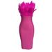 Feather Bandage Dress - Strapless Bodycon Evening Gown For Women, Stretchy Polyester, Sexy Clubwear, XS/S/M/L, Rose Red & Dark Brown_voghion.com