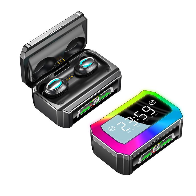GQ03 Bluetoo headset new cross-border gift Clock Display colorful e-sports game in-ear wireless fone de ouvido_voghion.com
