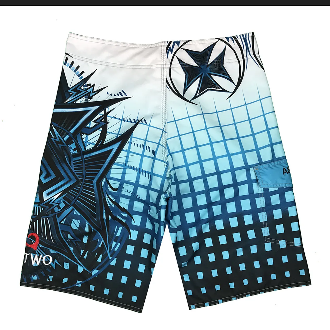 Vīriešu ikdienas ceļojumu šorti ar rūtainu krāsu apdruku, ātri žūstošas sērfošanas pludmales bikses_voghion.com