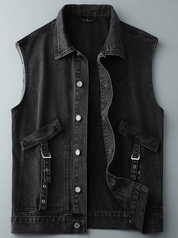 Herrenbekleidung Modemarke Arbeitskleidung Jeansweste für Männer und Frauen Retro Hübsche lose große Weste_voghion.com