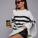 Women's Knitted Autumn/Winter New Product Casual Striped Loose Round Neck Hooded Sweater Jacket For Women_voghion.com