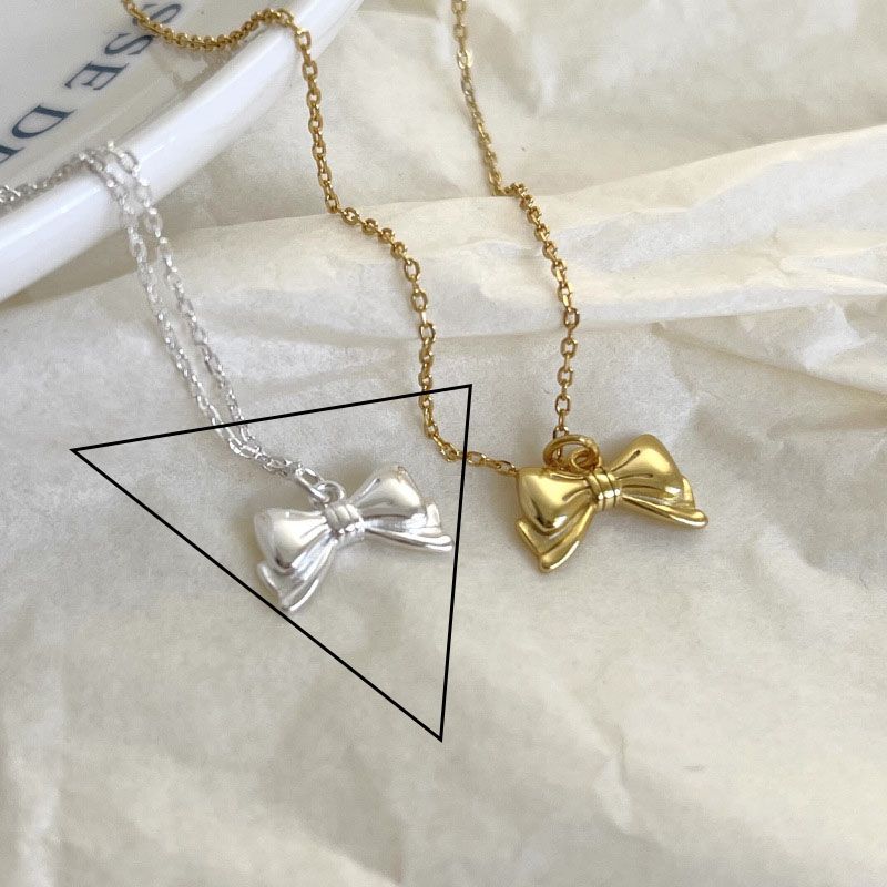 Collar de diseño de nudo con lazo de VENUS de plata esterlina para mujer, Gargantilla versátil romántica, regalo de joyería, triangulación de envíos_voghion.com