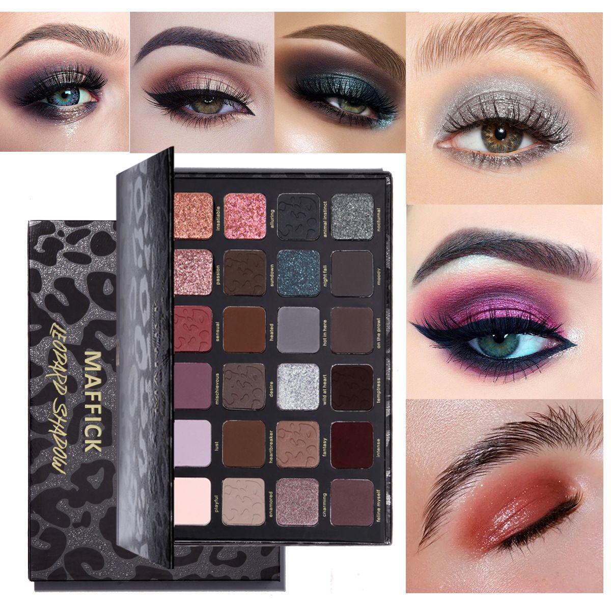 24 Colors Matte Pearlescent Eyeshadow Palette Cool Gray Smoky Color Earth Color Easy to Apply Makeup No Flying Power_voghion.com