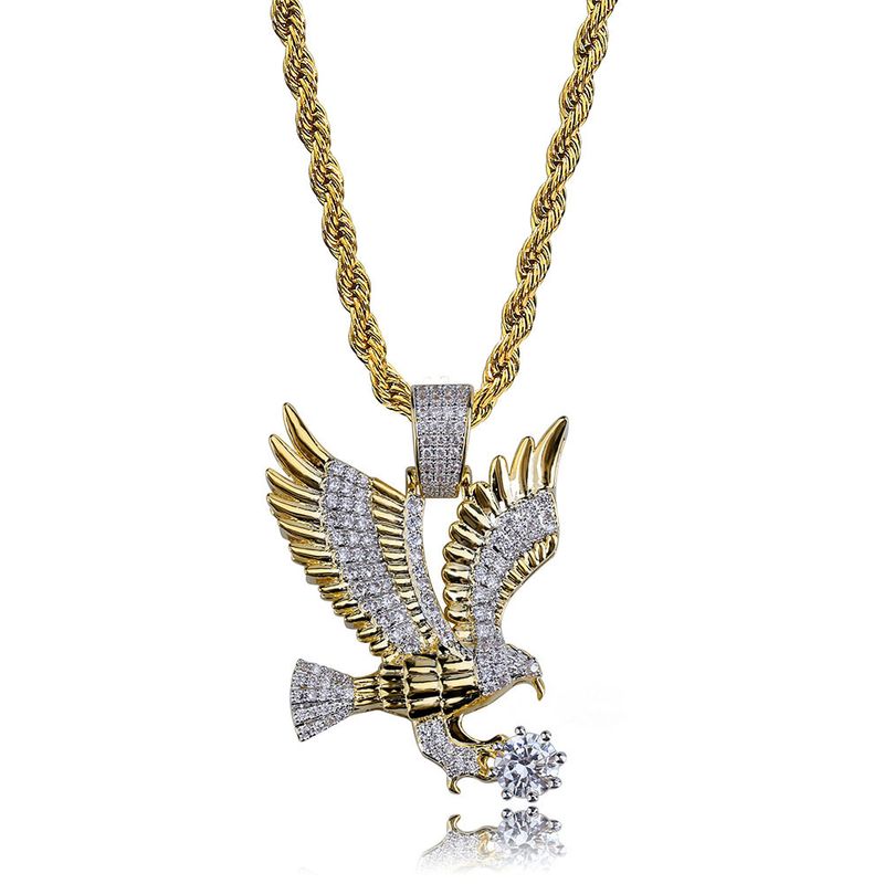 Collana da uomo personalizzata Eagle Hip Hop con micro set di gioielli con ciondolo in zircone_voghion.com