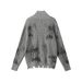 Gothic Tie-Dye Knit Cardigan – Unisex Distressed Open-Front Coat, Stand Collar & Drop-Shoulder Design, Grunge Streetwear Staple (Ashy Grey/Khaki)_voghion.com