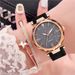 Student Digital Matte Leather Strap Two-Piece Five-Pointed Star Bracelet Set Women's Quartz Watch_voghion.com