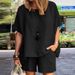 Women's fashion temperament loose short-sleeved shorts two-piece set_voghion.com