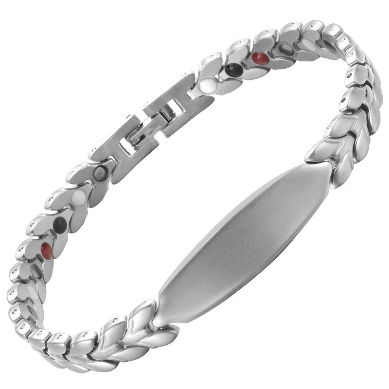 Simple wheat ear men's titanium steel bracelet jewelry anti static negative ion bracelet women's magnetic therapy bracelet_voghion.com