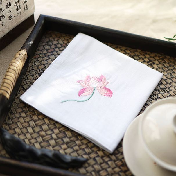 Fazzoletto quadrato, asciugamano, fazzoletto ricamato, regalo da donna, assorbente per il sudore, in cotone ricamato, doppio strato, stile cinese, regalo zen_voghion.com