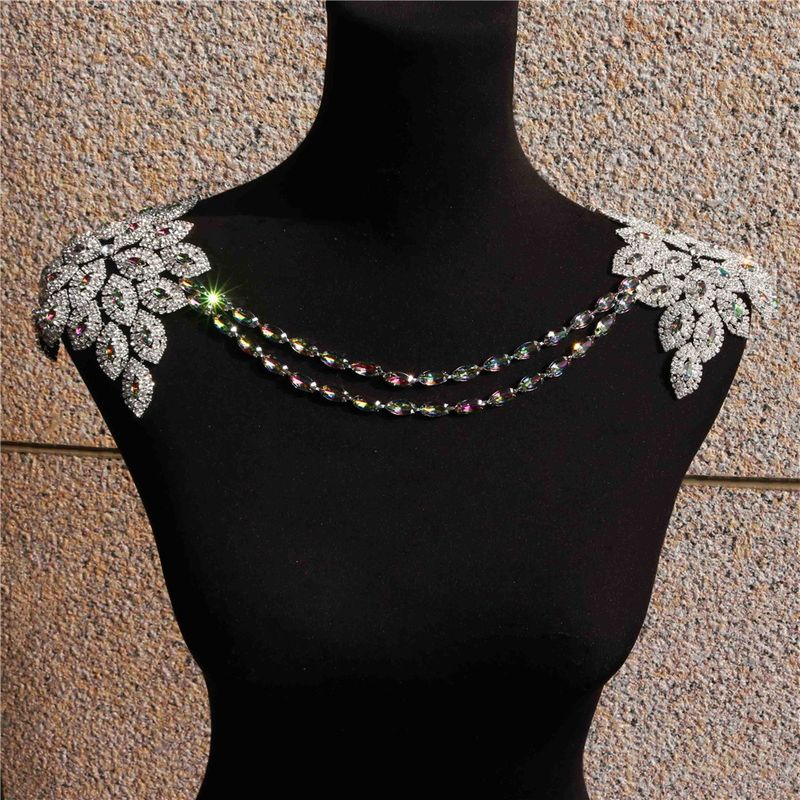 New luxury zircon crystal shoulder Bohemian style bridal wedding sparkling rhinestone shawl chain_voghion.com