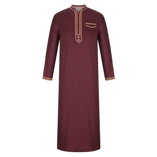 Men's Clothing Men's Muslim Robe Stand Collar Printed Ethnic Style Loose And Comfortable Jumpsuit_voghion.com