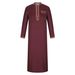 Men's Clothing Men's Muslim Robe Stand Collar Printed Ethnic Style Loose And Comfortable Jumpsuit_voghion.com