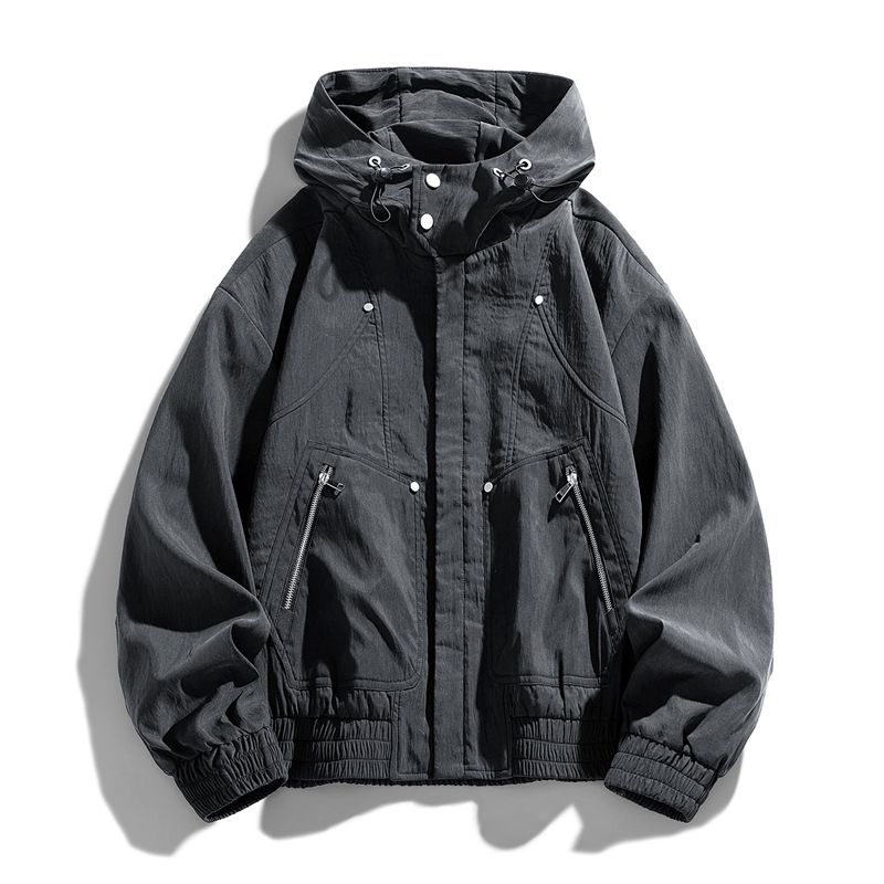 Men's Clothing Men's Jacket Spring And Autumn Solid Color Hooded Hong Kong Style Jacket Casual Loose Workwear Jacket Men_voghion.com