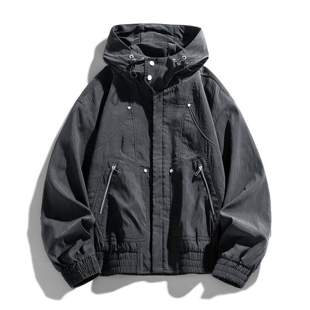 Men's Clothing Men's Jacket Spring And Autumn Solid Color Hooded Hong Kong Style Jacket Casual Loose Workwear Jacket Men_voghion.com
