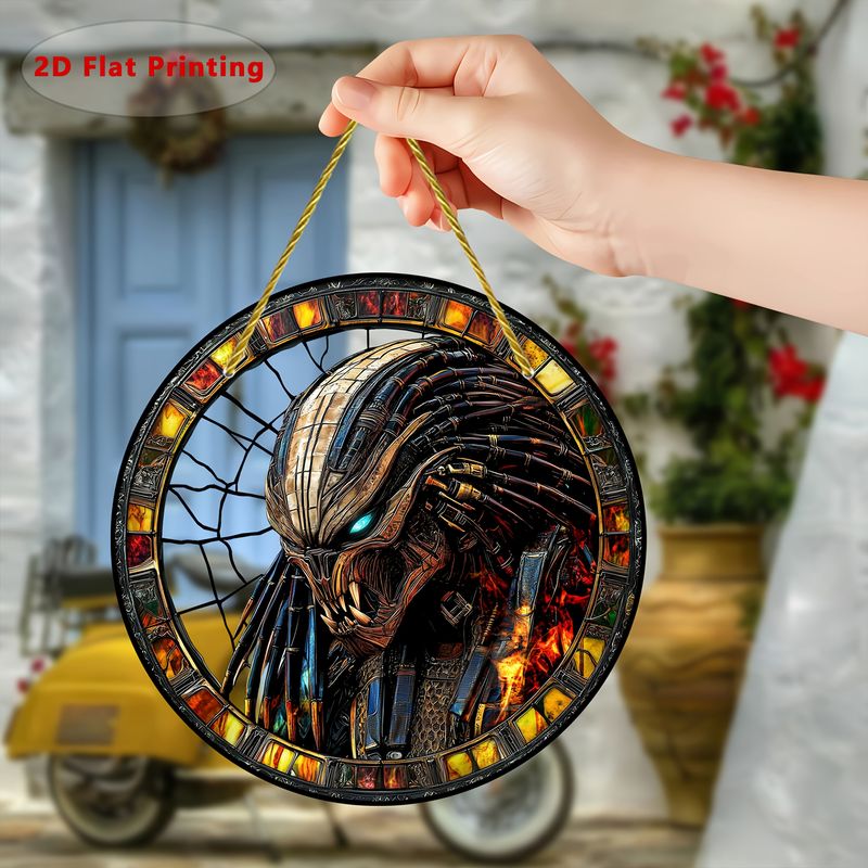 Sonnenfänger mit Alien-Krieger-Motiv – 20,3 cm bunte Acrylkunst. Intergalaktisches Dekor für Garten oder Zuhause, perfekt als einzigartiges Geschenk._voghion.com