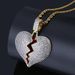 Men's Jewelry Personality Hot Style Broken Heart Shape Broken Heart Male And Female Couple Pendant Full Zircon Hip Hop Necklace_voghion.com