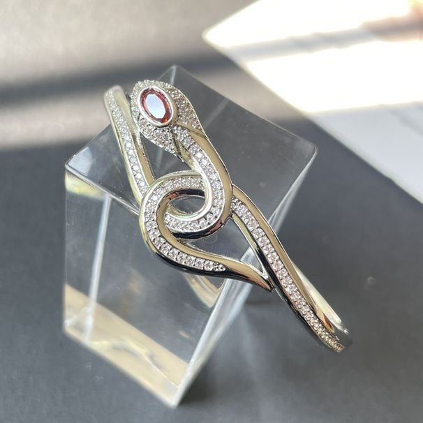 Bracelet serpent enroulé pour femme plaqué or et zircon, bijou fantaisie unique_voghion.com