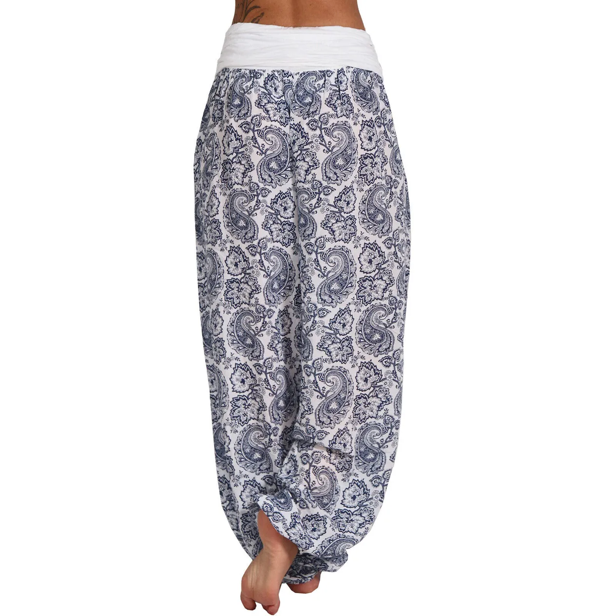 Women's Clothing Digital Printing Long Wide Leg Pants Casual Pants Harem Pants_voghion.com