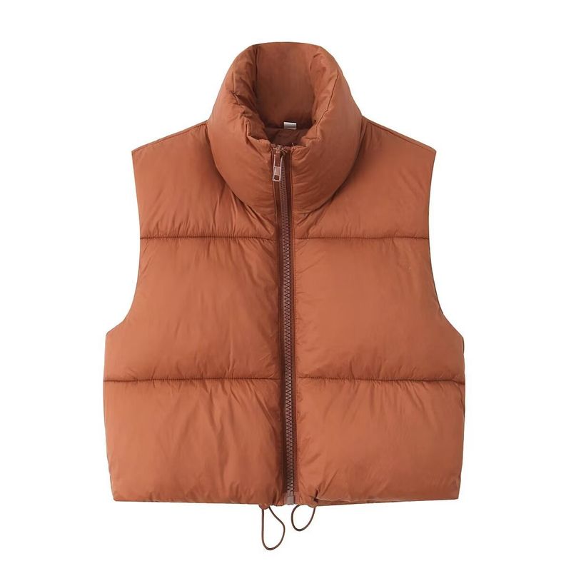 Women's clothing 2024 summer new item hand stuffed cotton stand up collar vest_voghion.com